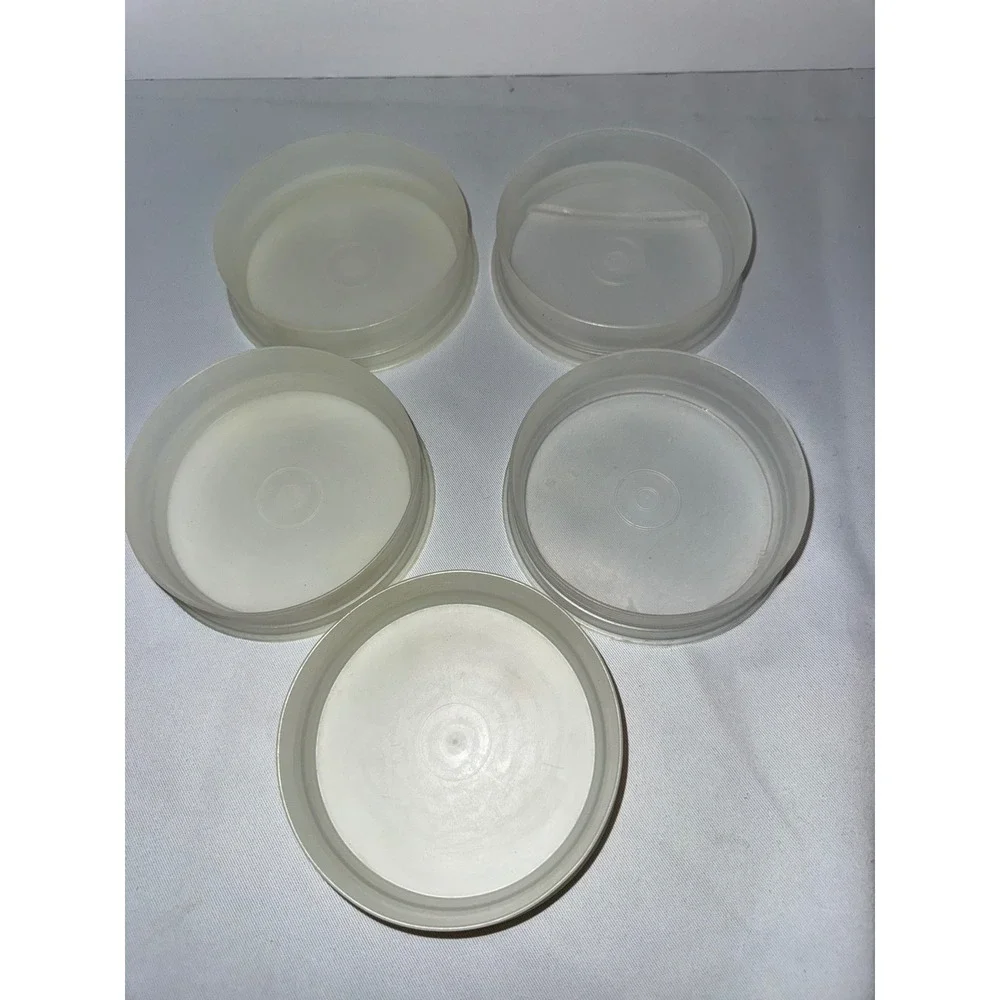 Tupperware Frosted Clear Stackable Bowls Set of 4 with 1 Lid Replacement Pieces